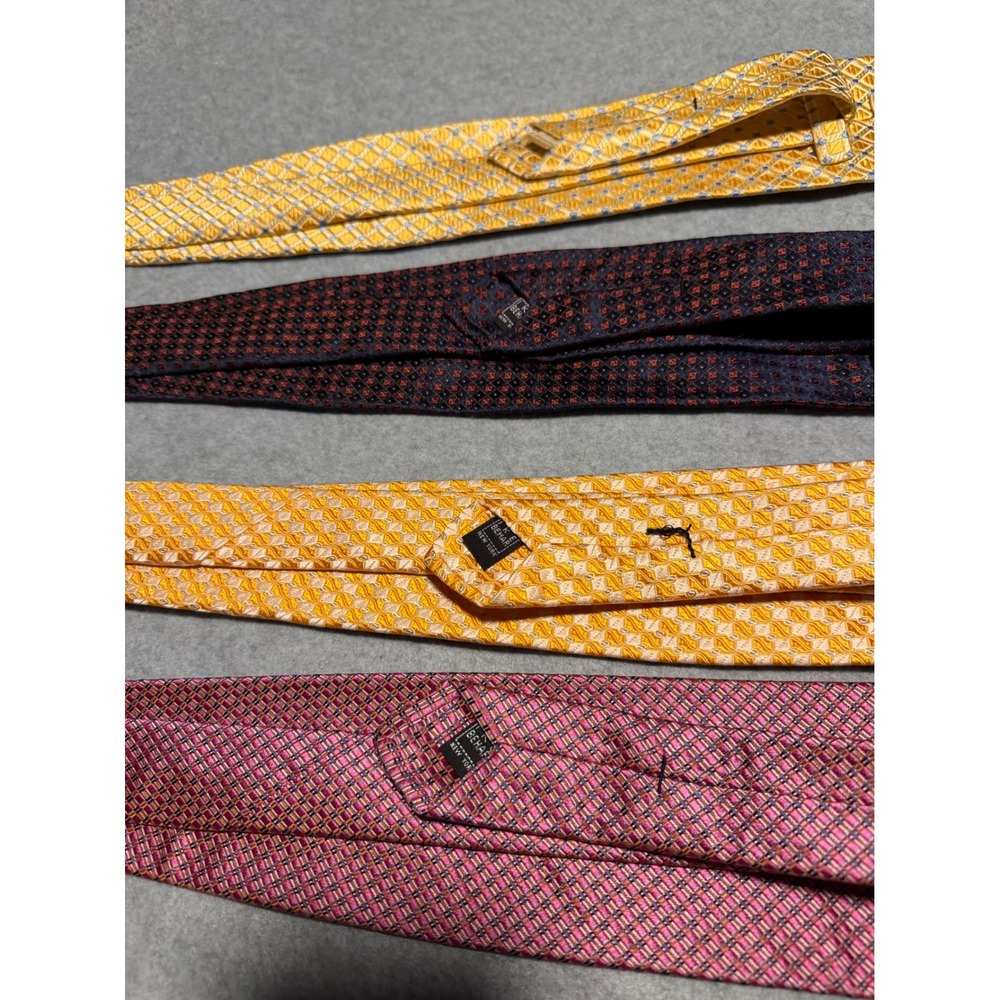 Lot of 4 Ike Behar New York Silk Ties Geometric Diamond Pattern Mens Neckties - Picture 4 of 6